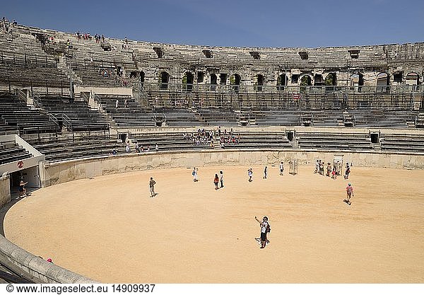 France  Gard  Nimes  Nimes Arena which is a Roman amphitheater built in the late 1st century  amphitheater and grandstands