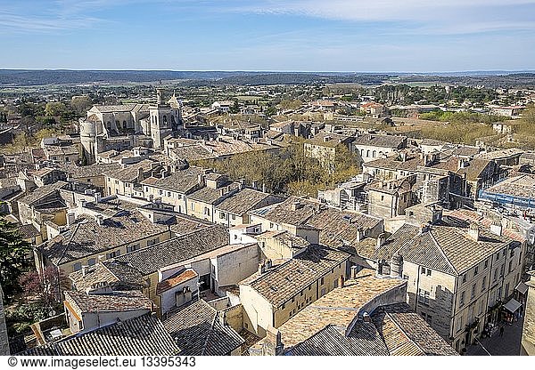 France  Gard  Uzes  Saint Etienne church and the roofs of the old city