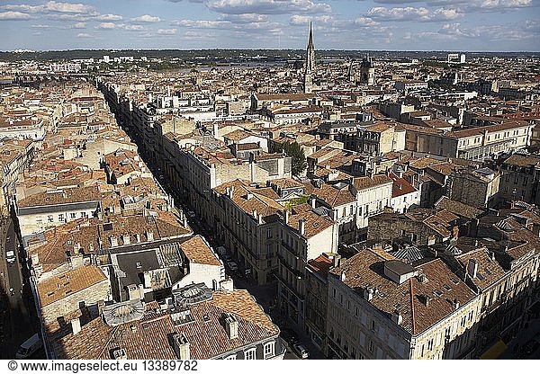 France  Gironde  Bordeaux  area listed as World Heritage by UNESCO  old town seen from the top of Pey Berland tower  Basilica of Saint Michael  Saint Eloi church and Grosse cloche