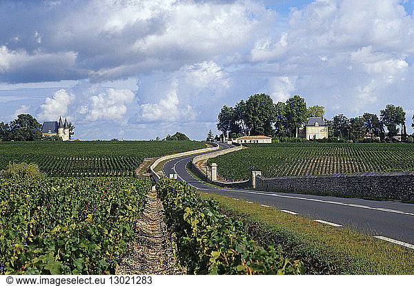 France  Gironde  Pauillac  the Wine Route  Chateau Pichon Longueville on the left and Chateau Pichon Longueville Comtesse de Lalande on the right