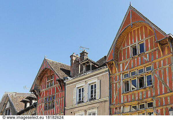 France  Grand Est  Troyes  Row of historic half-timbered townhouses