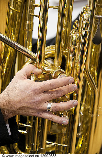 France  Haut Rhin  hand on a musical instrument