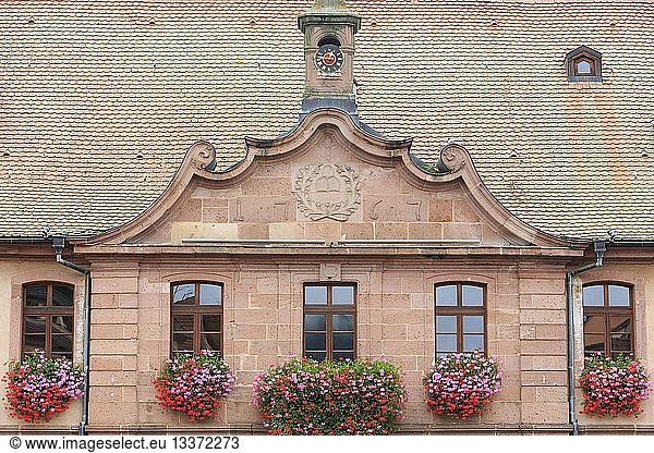France  Haut Rhin  Route des Vins d'Alsace (Route of the wines of Alsace region)  Bergheim  1767 facade of Bergheim townhall