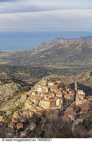France  Haute Corse  Balagne  overview of the village perched by Speloncato