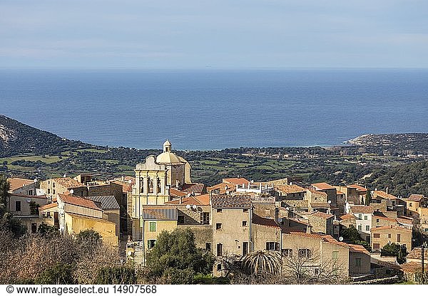 France Haute Corse Balagne overview of the village perched of Cateri