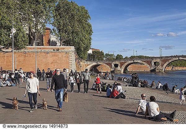 France  Haute Garonne  Toulouse  banks of Garonne river  Place de la Dorade and Pont Neuf