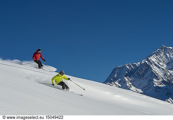 France  Haute Savoie  Massif of the Mont Blanc  the Contamines Montjoie  the off piste skiing in quoted by the ski slopes