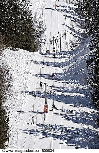 France  Haute savoie (74)  Passy  Plaine de Joux  Alps  Ski lift.