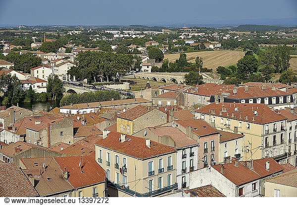 France  Herault  Beziers  panorama on the suburbs of the city from the square Saint Jacques