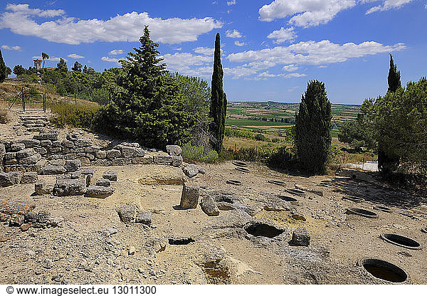 France  Herault  Nissan lez Enserune  the Oppidum d'Enserune is an ancient hill town between the sixth century BC and first century AD  silos that have been used for storing food