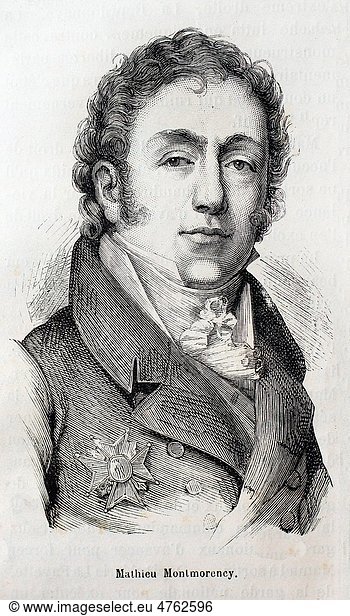 France-History-XIXc - Mathieu Jean Felicité de Montmorency  duc de Montmorency-Laval 10 July 1767 – 24 March 1826 was a prominent French statesman during the French Revolution and Bourbon Restoration