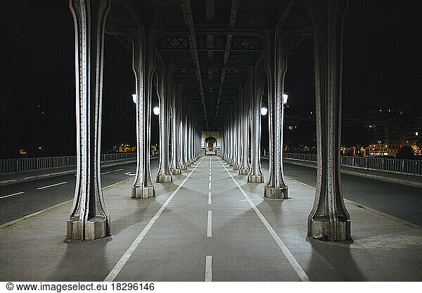 France  Ile-de-France  Paris  Underside of Pont de Bir-Hakeim at night