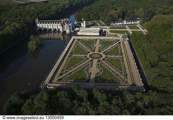 France  Indre et Loire  Chateau de Chenonceau (aerial view)