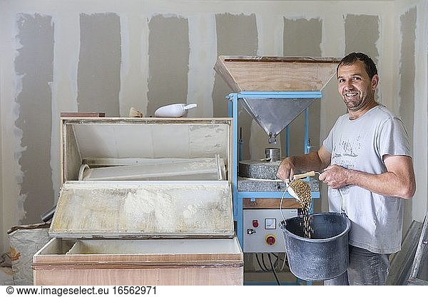 France  Indre et Loire Courcoué  manufacture of organic flour