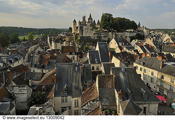 France  Indre et Loire  Loches  Royal Palace and medieval city view from Saint Antoine tower