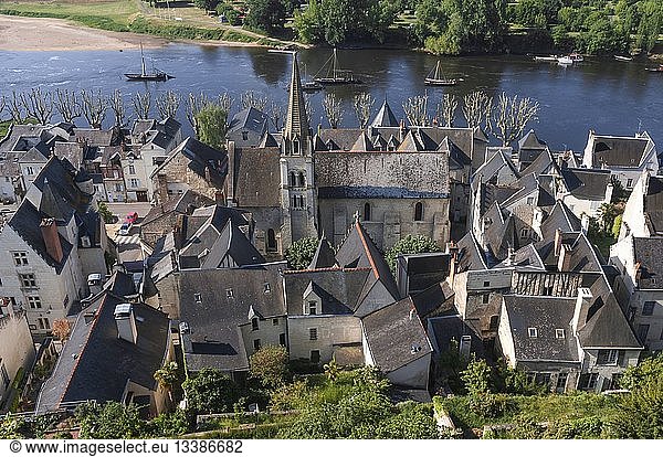 France  Indre et Loire  Loire river  view on Chinon castle and Vienne river