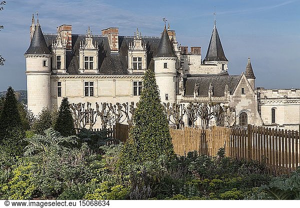 France  Indre et Loire  Loire valley listed as World Heritage by UNESCO  Amboise  Amboise castle  the castle of Amboise from the interior courtyard and the garden