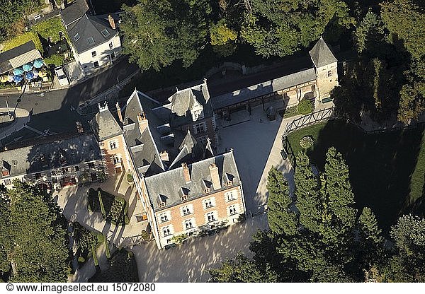 France  Indre et Loire  Loire valley listed as World Heritage by UNESCO  Amboise  le Clos Lucé a Amboise (aerial view)