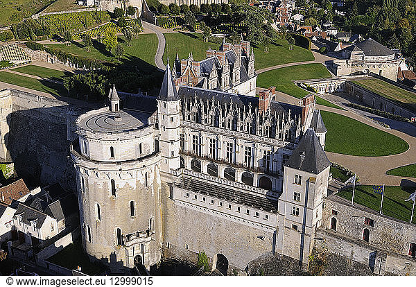 France  Indre-et-Loire  Loire valley listed as World Heritage by UNESCO  Amboise  the castle (aerial view)