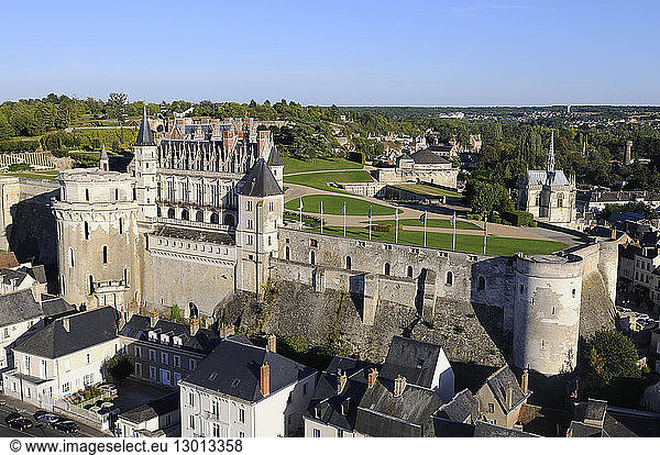 France  Indre et Loire  Loire Valley listed as World Heritage by UNESCO  Amboise  the castle (aerial view)