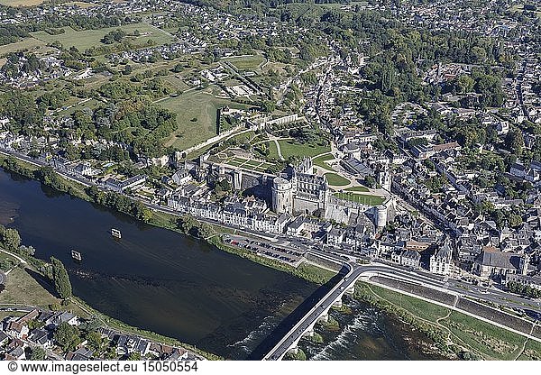 France  Indre et Loire  Loire valley listed as World Heritage by UNESCO  Amboise  the castle 15th (aerial view)