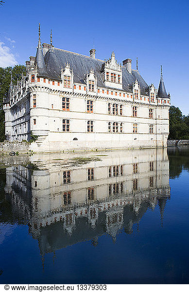 France  Indre et Loire  Loire Valley listed as World Heritage by UNESCO  Azay le Rideau  Azay le Rideau castle on the Indre river