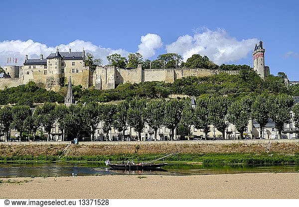 France  Indre et Loire  Loire Valley listed as World Heritage by UNESCO  castle of Chinon along the Vienne river