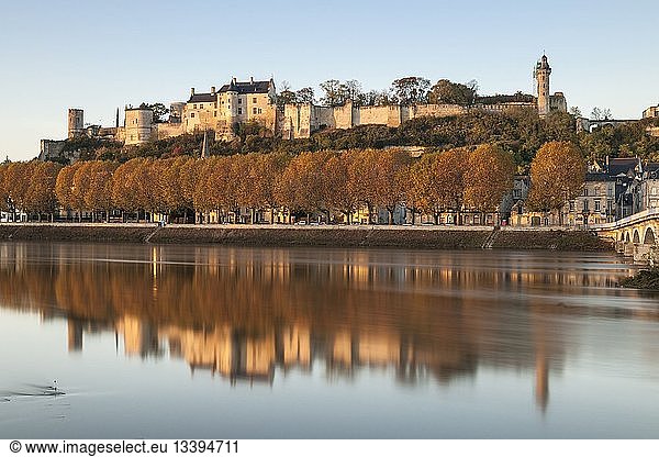 France  Indre et Loire  Loire Valley listed as World Heritage by UNESCO  Chinon on the edge of the Vienne river and its medieval castle
