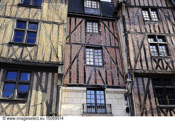 France  Indre et Loire  Tours  old town  half-timbered houses  carved beam