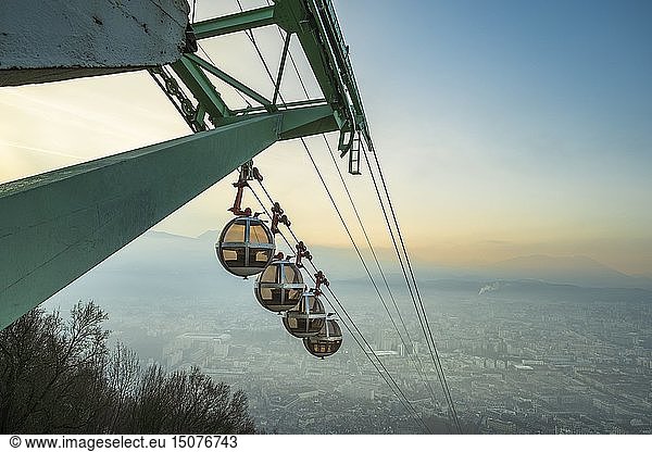 France  Isere  Grenoble  Grenoble-Bastille cable car and its Bubbles  the oldest city cable car in the world