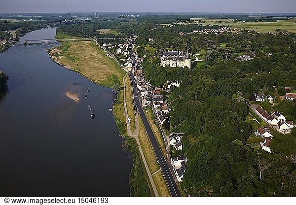 France  Loir et Cher  Loire Valley classified World Heritage by UNESCO  Loire Castles  Aerial view of Chaumont sur Loire Castle