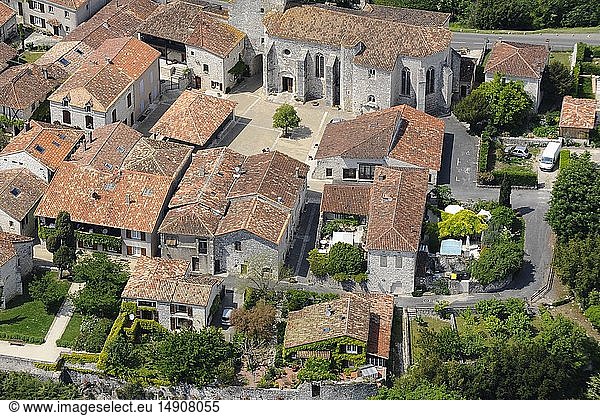 France Lot et Garonne Pujols labeled The Most Beautiful Villages of France the village (aerial view)