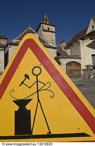 France  Lot  Lherm  sign indicating the presence of blacksmiths in the village of Carralier Place  the village was specialized in the iron industry from the Middle Ages
