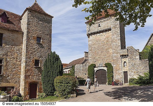 France  Lot  Quercy  Dordogne Valley  Loubressac  labelled Les Plus Beaux Villages de France (The Most beautiful Villages of France)  castle entrance and its fortified gate