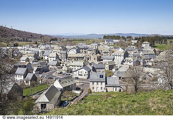 France Lozere tray of Aubrac village of Nasbinals stage on the path of Compostelle in Aubrac classified UNESCO world heritage for its authentic natural frame