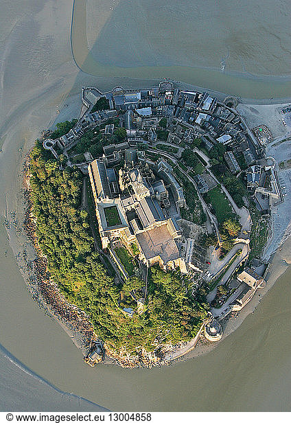 France  Manche  Bay of Mont Saint Michel  listed as World Heritage by UNESCO  Mont Saint Michel upright of the mount