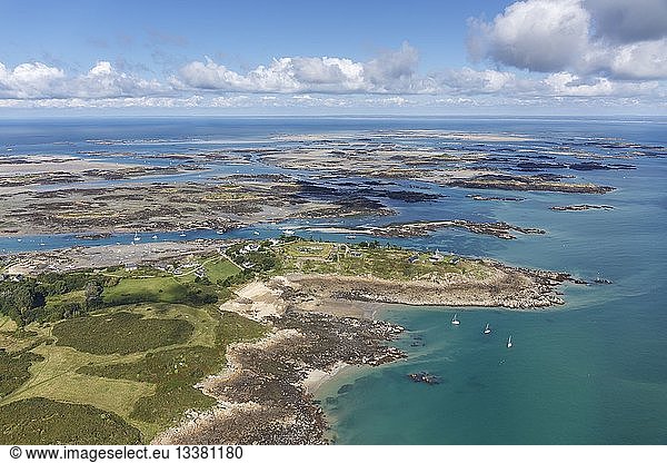 France  Manche  Chausey islands  Pointe de la Tour (aerial view)