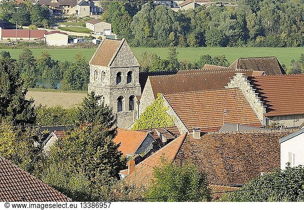 France  Marne  Oeuilly  view of the village and St Memmie church built in the 12th century