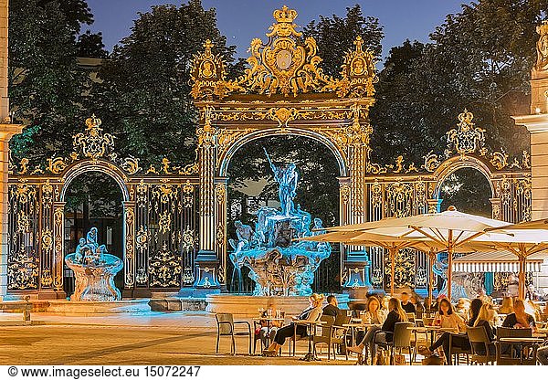 France  Meurthe et Moselle  Nancy  Place Stanislas or former Royal Place listed as World Heritage by UNESCO built by Stanislas Leszczynski king of Poland and last Duke of Lorraine in the 18th century  the fountain of Neptune