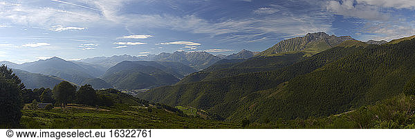France  Midi-Pyrenees  Hautes-Pyrenees  View to Pyrenees  Panorama