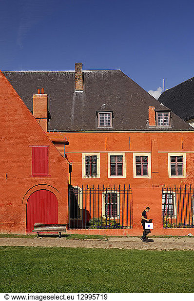 France  Nord  Lille  red orange colors of the back cover of Hospice Comtesse in the neighborhood of Lille