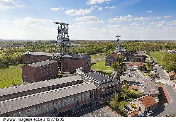 France  Nord  Wallers  mine site of the pit of Arenberg  listed as World Heritage by UNESCO  headframes (aerial view)