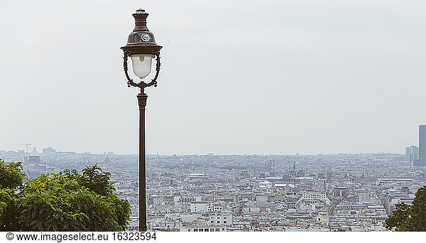 France  Paris  a lamp and cityscape
