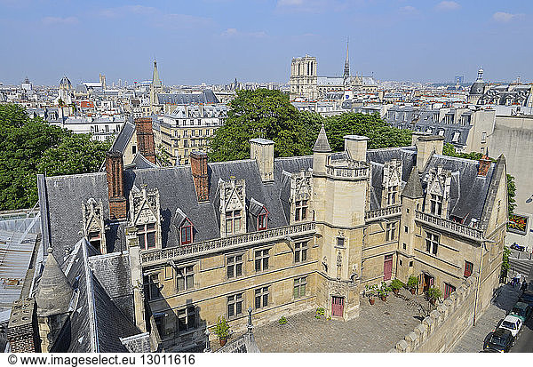 France  Paris  area listed as World Heritage by UNESCO  Cluny National museum of Middle Ages and Notre Dame cathedral in the background