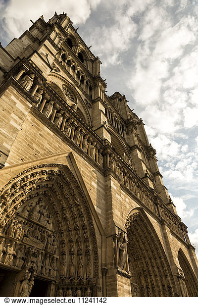 France  Paris  Entrance portal of Notre Dame de Paris Cathedral