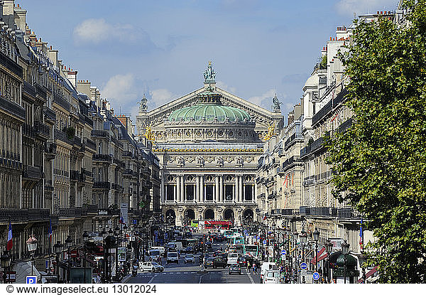 France  Paris  Garnier opera at the end of opera Avenue