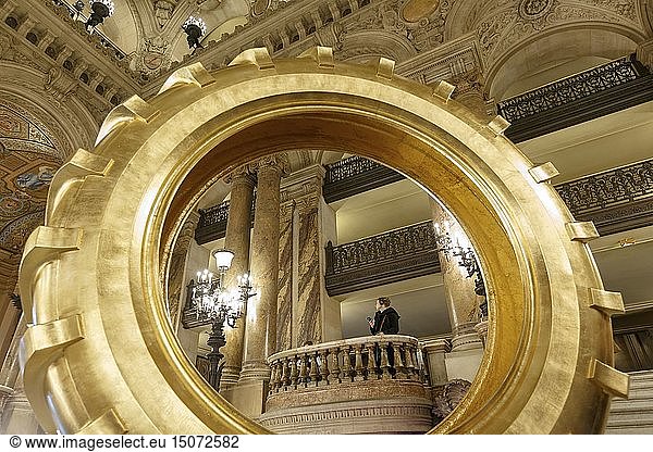 France  Paris  Garnier opera house (1878) under the architect Charles Garnier in eclectic style  sculpture on the Grand staircase