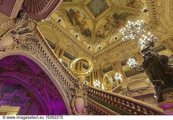 France  Paris  Garnier opera house (1878) under the architect Charles Garnier in eclectic style  the Grand staircase