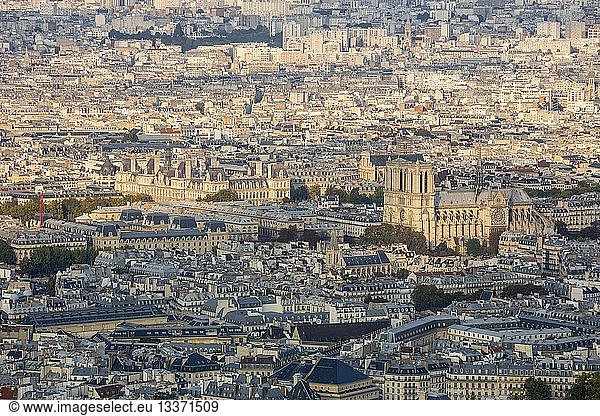 France  Paris  general view with Notre Dame cathedral
