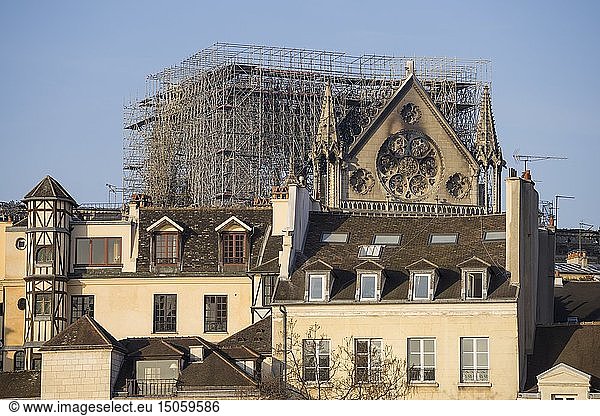 France  Paris  Notre Dame de Paris Cathedral  two days after the fire  April 17  2019